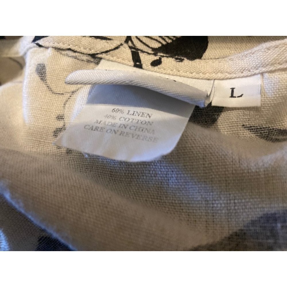 HOT COTTON Women's Size Large Linen Cotton Blend  3/4 Sleeve Top Shirt Pullover - Picture 7 of 8